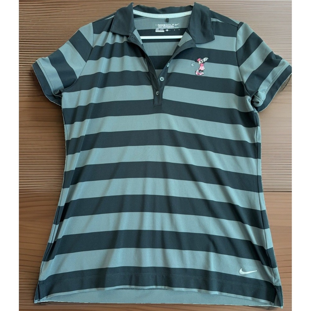 Nike Golf Walt Disney World Minnie Mouse Dri-FIT Polo Shirt Black Womens Large